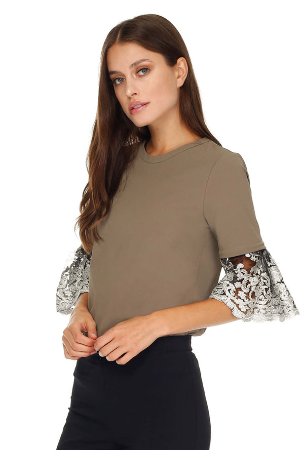 Lace Pleated Sleeves